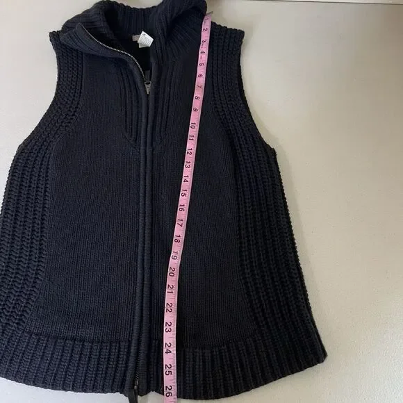 Isabella Bird Knit Vest Size Medium Black‎ Cotton Angora Double Zip Collar Y2k - Picture 3 of 9